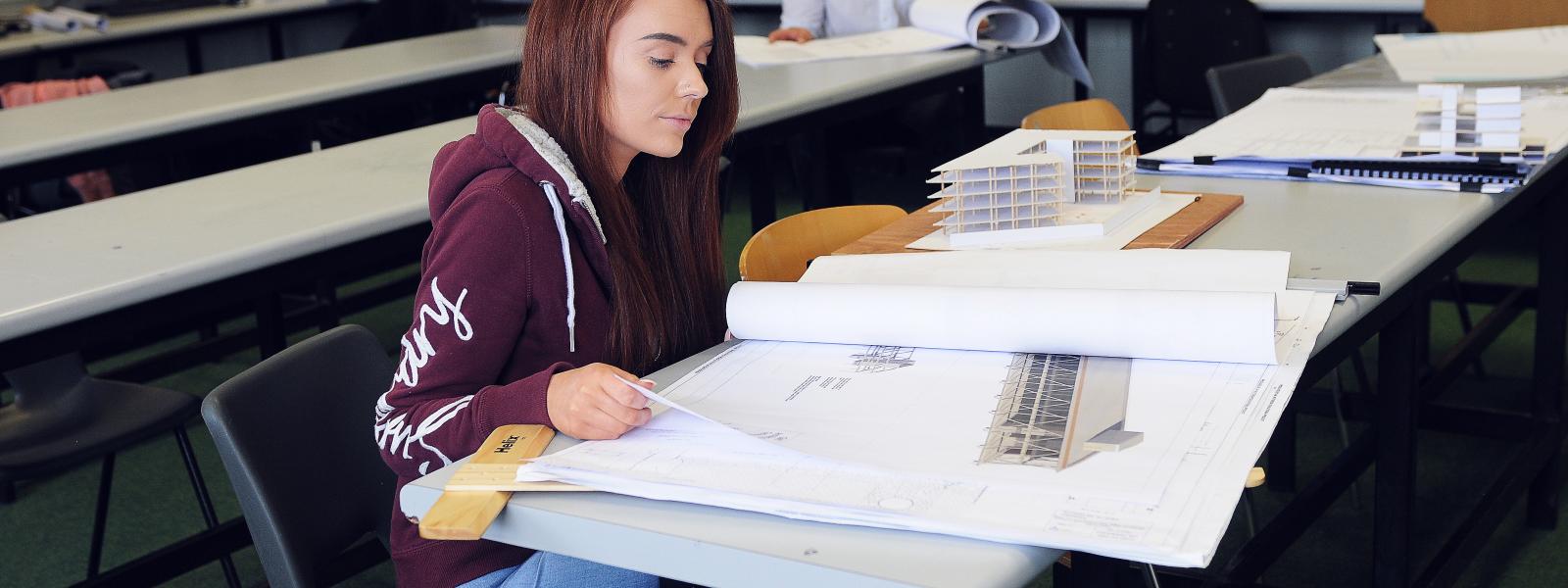 Student in Architectural Technology lab in GMIT Galway campus