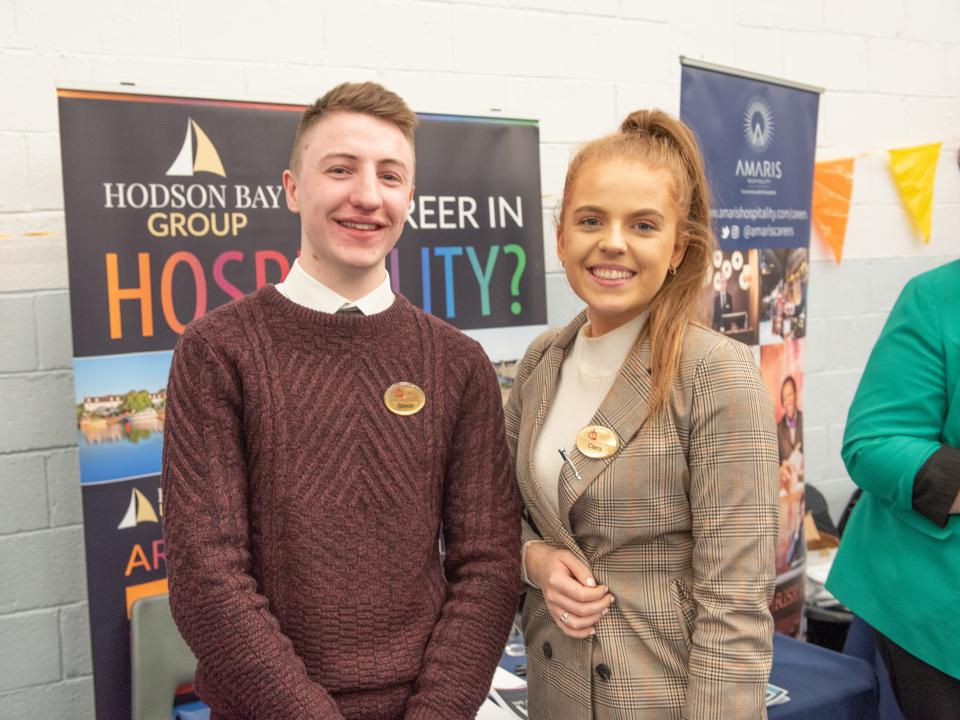 Two students at careers fair