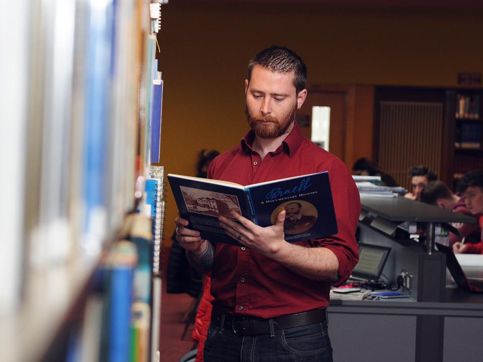 Student in library, GMIT Galway campus