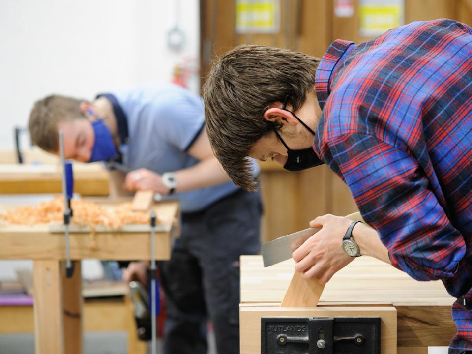 GMIT Letterfrack students at work benches