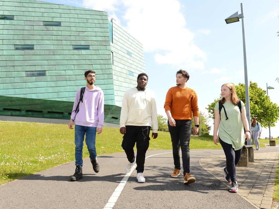 Students walking outside ATU Galway City, Dublin Road campus