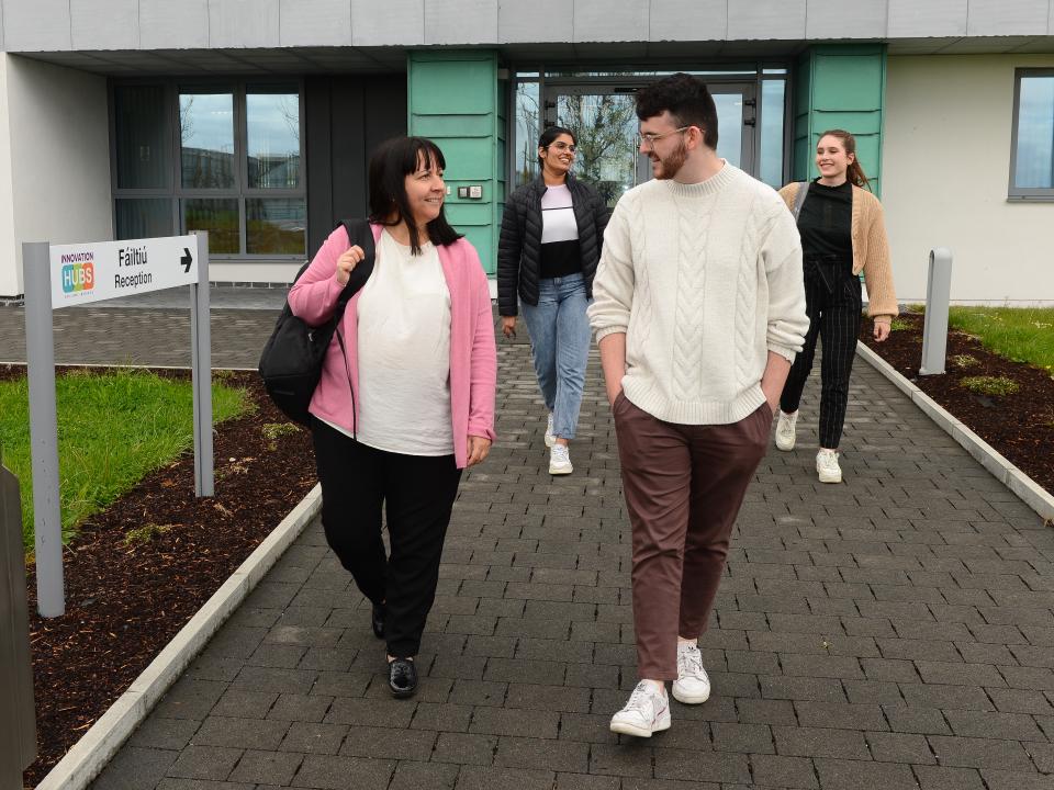 Students outside the Innovation Hub at ATU Galway City