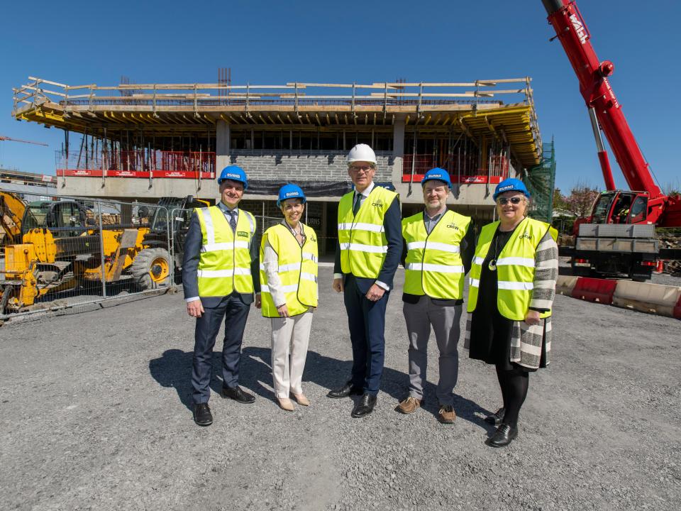 Minister Coveney visits construction site of new Creative Enterprise Hub (CREW) at ATU  Building a vision for innovative creative technology companies in the west of Ireland