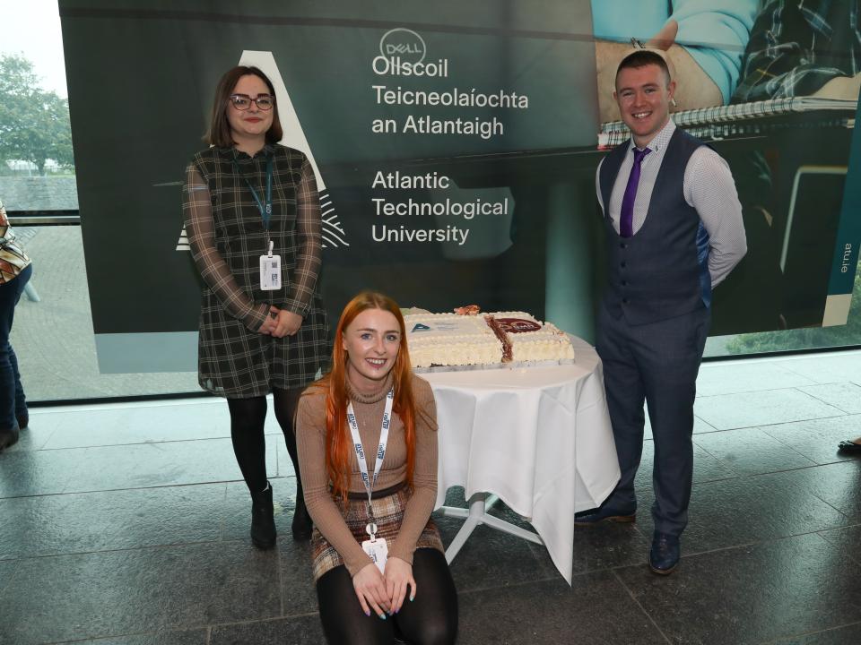 <p>L to R: Jamie Byrne, DP for Education, Students’ Union, ATU Galway-Mayo; Sarah Mohan, VP for Welfare, Students’ Union, ATU Galway-Mayo; Colin Kearney, Students’ Union President, ATU Galway-Mayo</p>

