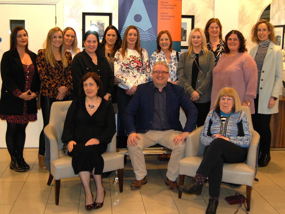 <p>[Photo by ATU Staff]</p>

<p>Photo 1<br />
Pictured at a recent residential study weekend at Park Hotel, Kiltimagh, are the first cohort of students on the new L8 part-time HR Management programme with ATU lecturing staff:<br />
Front Row: L to R, Niamh Hearns, ATU lecturer, Michael Gill, Head of Department of Organisational Development, ATU Galway Mayo, Anne McEvilly.<br />
Back Row, L to R: Sarah Kelly, Donna O Grady, Kathleen Lenehan, Audrey Coleman, Eleanor Ryder, Kerina Nee, Angela Walsh, Stephanie Molloy, Caroline Clarke, ATU lecturer, Noeleen Hussey and Thelma De Paor.<br />
 </p>
