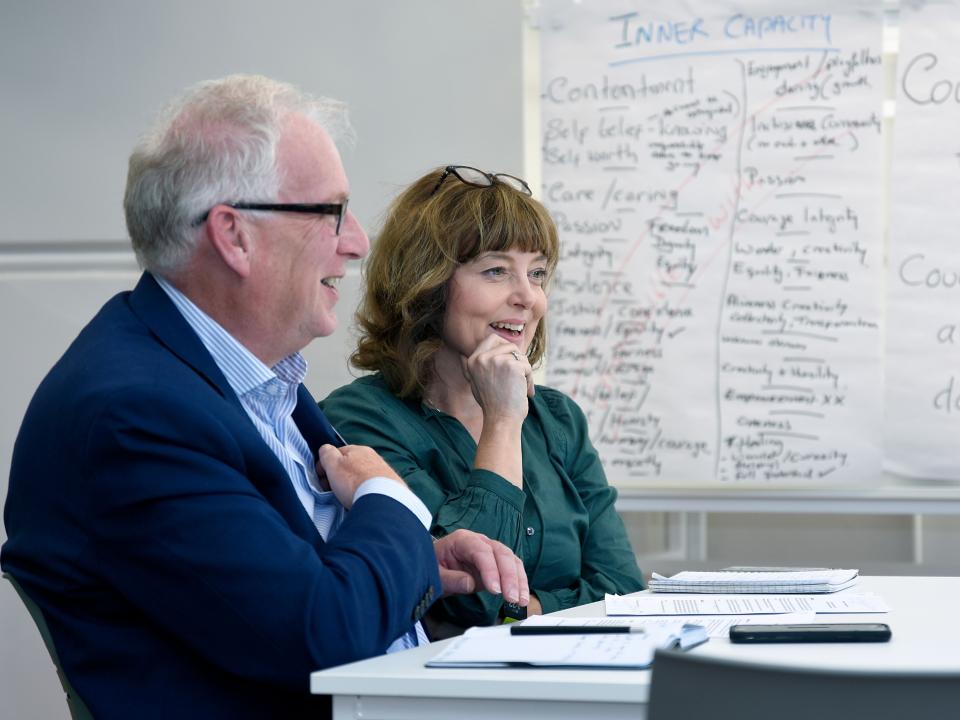 <p>Photos by Jessica Priddy</p>

<p>L to R: Dr Des Foley, ATU Strategic Plan Co-ordinator with Clodagh Geraghty, lecturer in the ATU Dept of Nursing, Health Sciences and Integrated Care, at the ATU Mayo workshop.</p>
