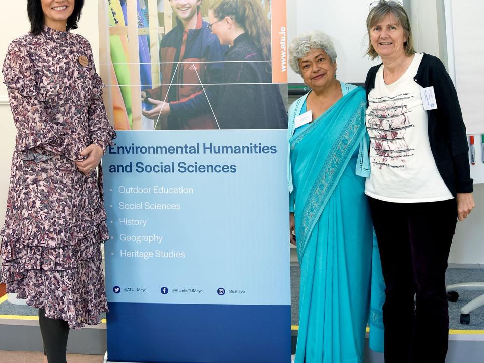 <p>Photos by Jessica Priddy</p>

<p>L to R: Dr Deirdre Garvey, Head of the ATU Department of Environmental Humanities & Social Sciences, Dr Monica Sharma, author and International Expert and Practitioner on Leadership Development for sustainable and equitable change, and Bridget Horkan, Radical Transformational Leadership practitioner coach, at the ATU Mayo workshop.</p>
